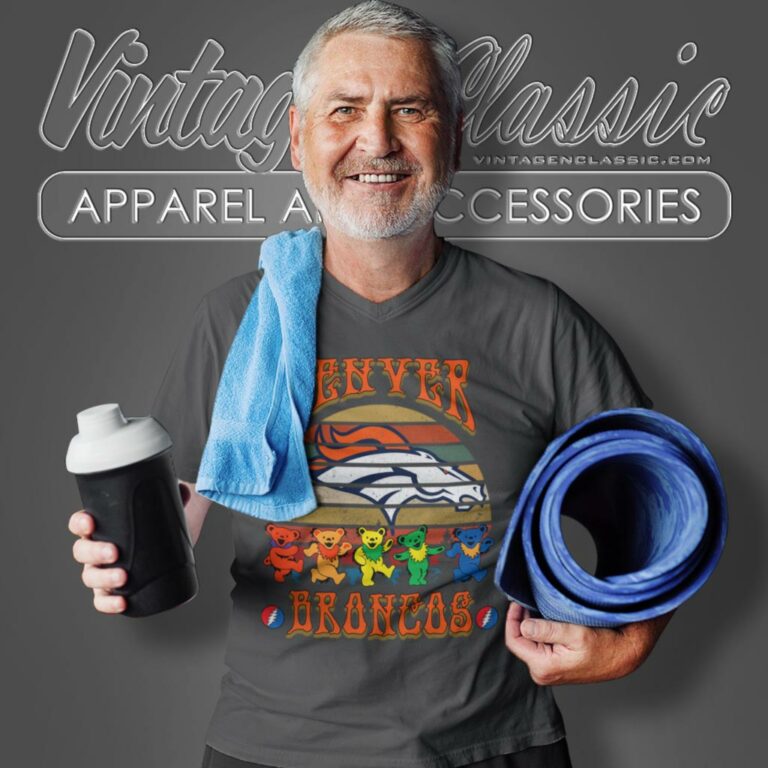 Denver Broncos Nfl Grateful Dancing Bears Retro V Neck TShirt Denver Broncos Nfl Grateful Dancing Bears Retro V Neck TShirt