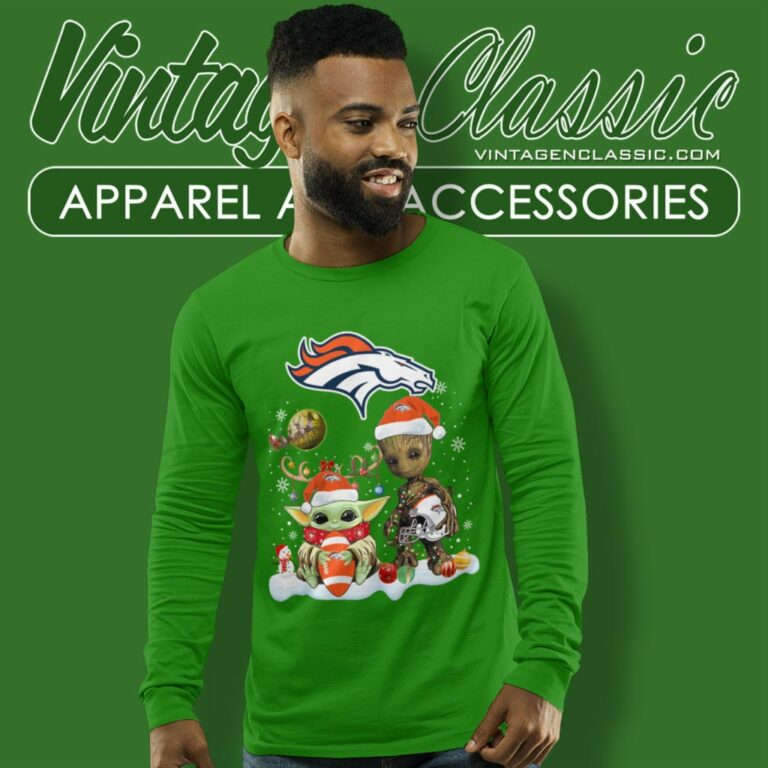 Denver Broncos Shirt Baby Yoda And Groot Santa Christmas Long Sleeve Tee Denver Broncos Shirt Baby Yoda And Groot Santa Christmas Long Sleeve Tee