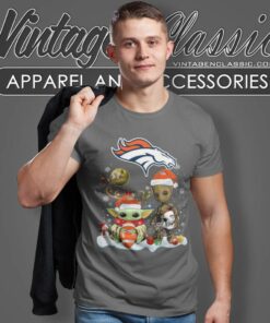 Denver Broncos Shirt Baby Yoda And Groot Santa Christmas 4 Denver Broncos Shirt Baby Yoda And Groot Santa Christmas T Shirt