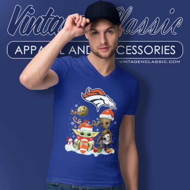 Denver Broncos Shirt Baby Yoda And Groot Santa Christmas V Neck TShirt Denver Broncos Shirt Baby Yoda And Groot Santa Christmas V Neck TShirt