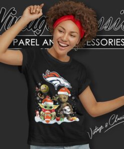 Denver Broncos Shirt Baby Yoda And Groot Santa Christmas 6 Denver Broncos Shirt Baby Yoda And Groot Santa Christmas Women T Shirt