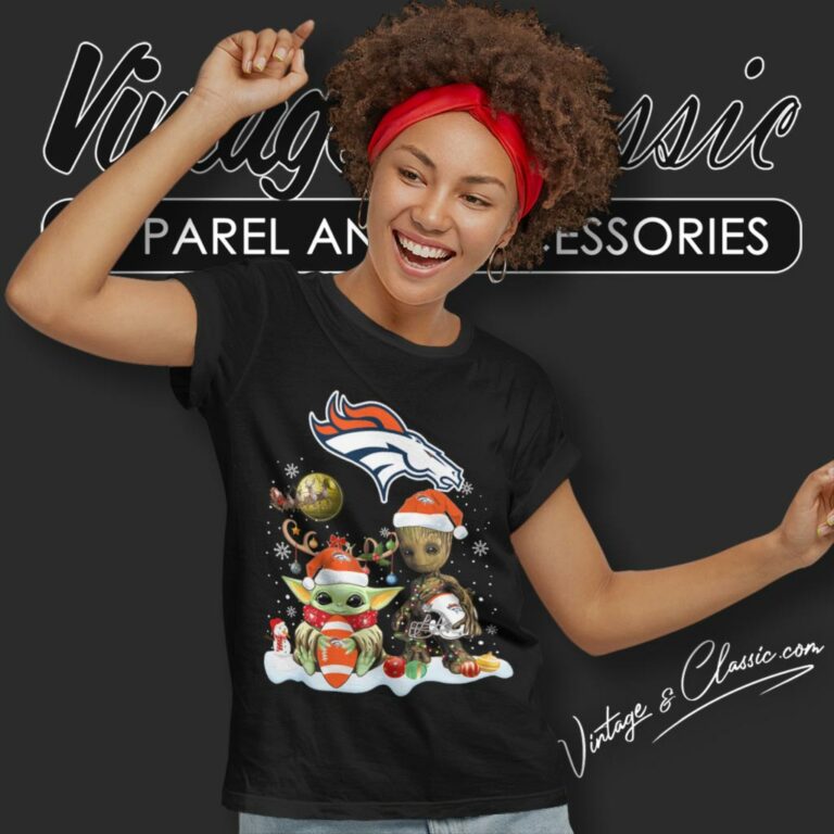 Denver Broncos Shirt Baby Yoda And Groot Santa Christmas Women T Shirt Denver Broncos Shirt Baby Yoda And Groot Santa Christmas Women T Shirt
