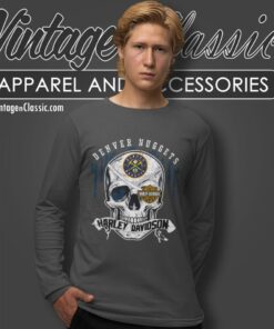 Denver Nuggets Harley Davidson Skull Long Sleeve Tee