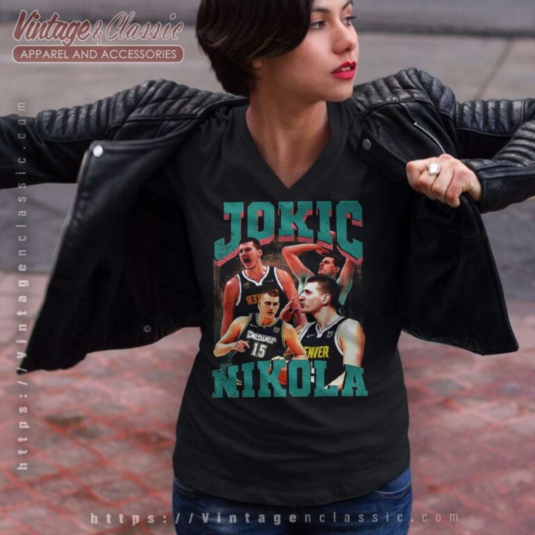 Denver Nuggets Nikola Jokić Vintage V Neck TShirt Denver Nuggets Nikola Jokić Vintage V Neck TShirt
