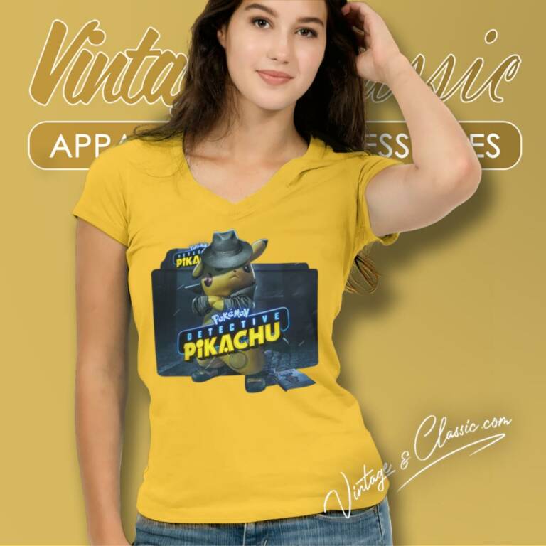 Detective Pikachu Movie V Neck TShirt Detective Pikachu Movie V Neck TShirt