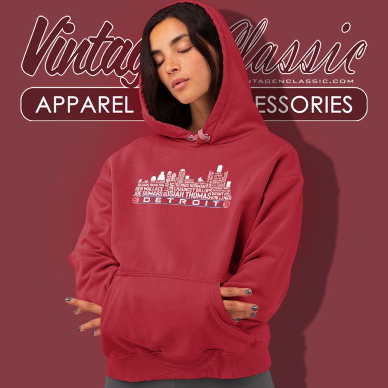 Detroit Basketball Team All Time Legends Detroit City Skyline Hoodie Detroit Basketball Team All Time Legends Detroit City Skyline Hoodie