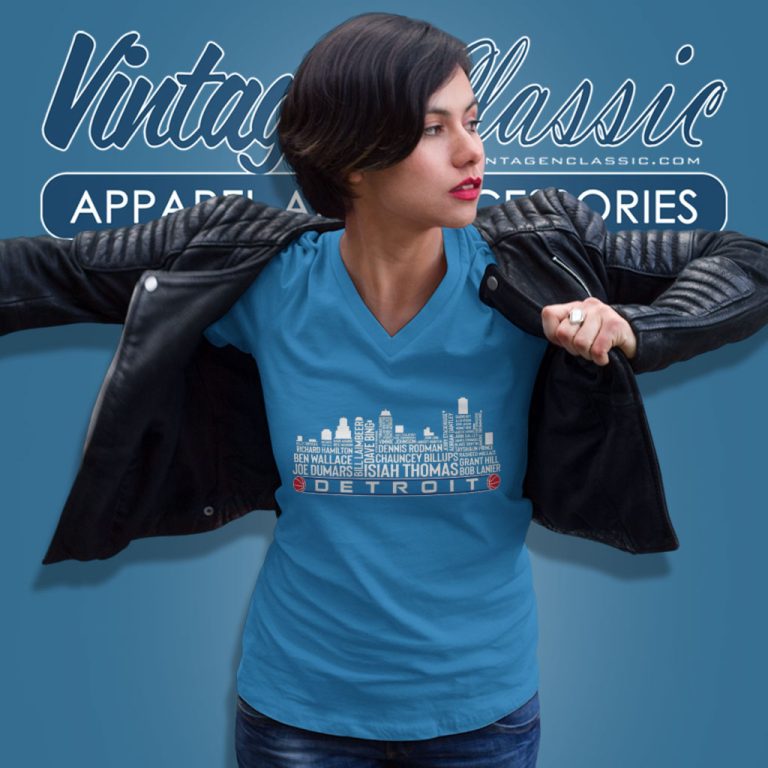 Detroit Basketball Team All Time Legends Detroit City Skyline V Neck TShirt Detroit Basketball Team All Time Legends Detroit City Skyline V Neck TShirt