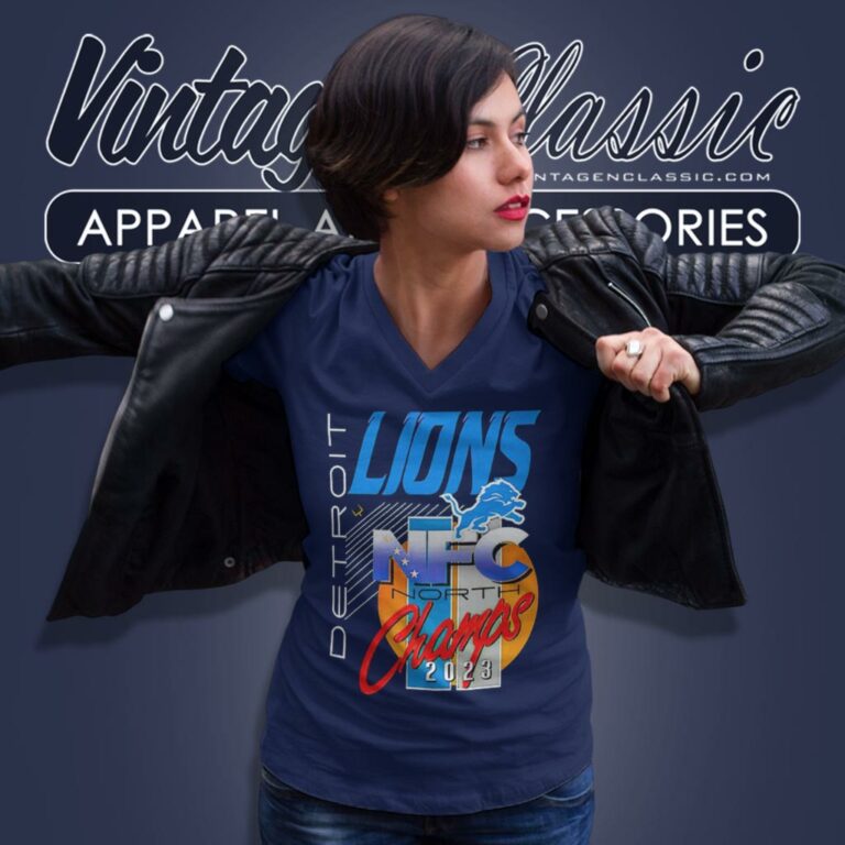 Detroit Lions 2023 Nfc North Champs V Neck TShirt Detroit Lions 2023 Nfc North Champs V Neck TShirt
