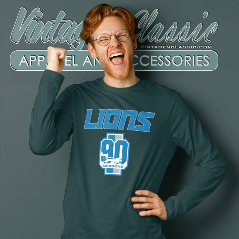 Detroit Lions Celebrate 90th Season Long Sleeve Tee Detroit Lions Celebrate 90th Season Long Sleeve Tee