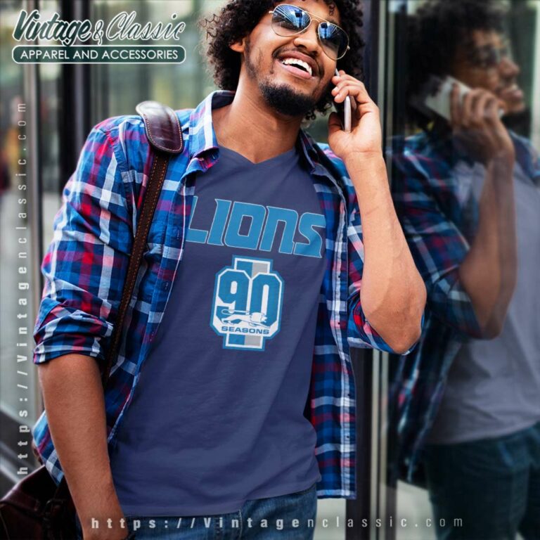 Detroit Lions Celebrate 90th Season V Neck TShirt Detroit Lions Celebrate 90th Season V Neck TShirt