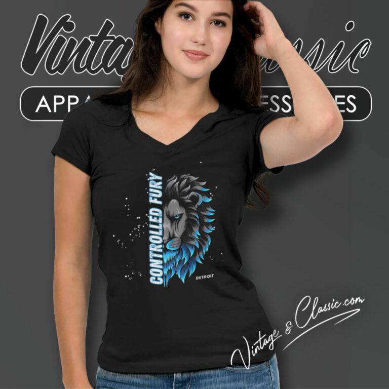 Detroit Lions Controlled Fury V Neck TShirt Detroit Lions Controlled Fury V Neck TShirt