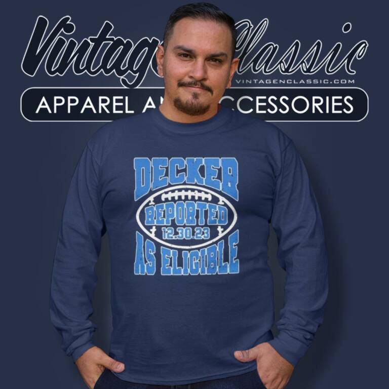 Detroit Lions Decker Reported As Eligible 12 30 23 Long Sleeve Tee Detroit Lions Decker Reported As Eligible 12 30 23 Long Sleeve Tee