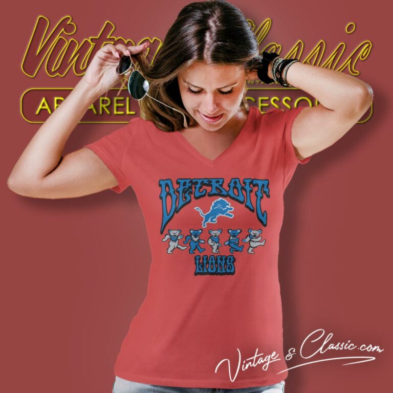 Detroit Lions Grateful Dead Dancing Bears V Neck TShirt Detroit Lions Grateful Dead Dancing Bears V Neck TShirt