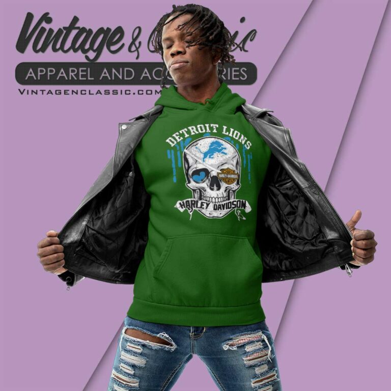 Detroit Lions Harley Davidson Skull Hoodie Detroit Lions Harley Davidson Skull Hoodie