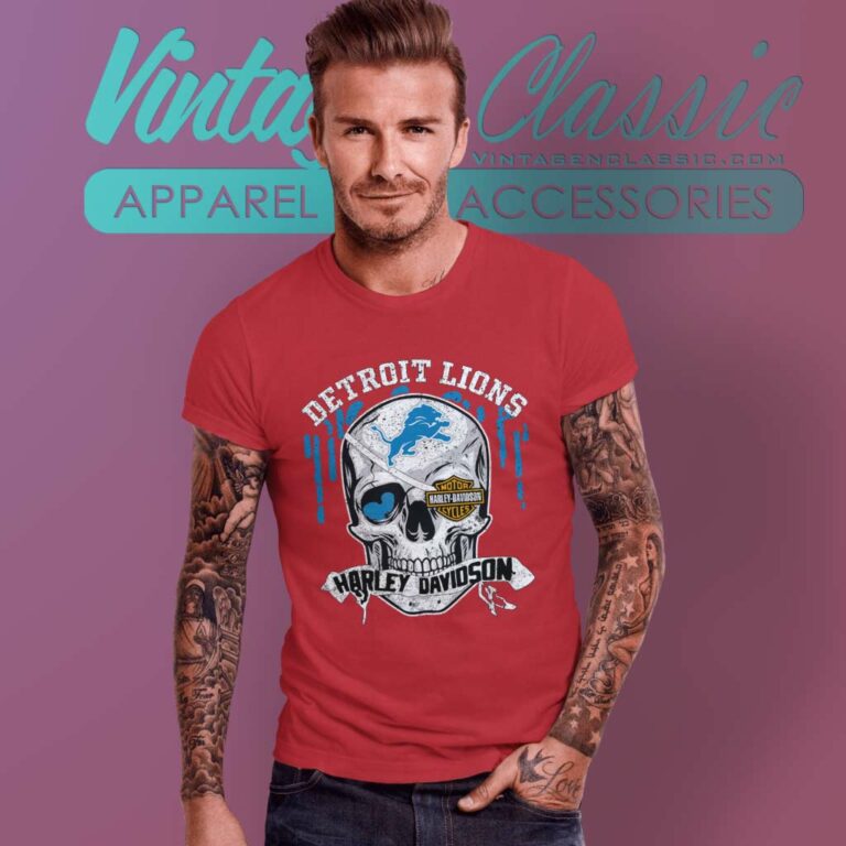 Detroit Lions Harley Davidson Skull T Shirt Detroit Lions Harley Davidson Skull T Shirt