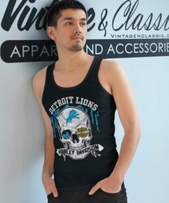 Detroit Lions Harley Davidson Skull Tank Top Racerback
