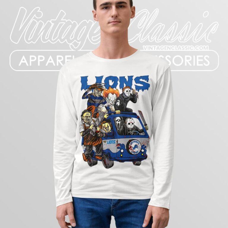 Detroit Lions Horror Movies Characters Halloween Shirt Long Sleeve Tee Detroit Lions Horror Movies Characters Halloween Shirt Long Sleeve Tee