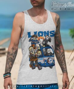 Detroit Lions Horror Movies Characters Halloween Shirt Tank Top Racerback
