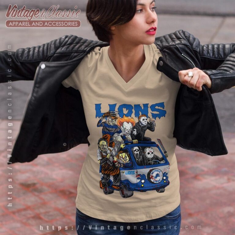 Detroit Lions Horror Movies Characters Halloween Shirt V Neck TShirt Detroit Lions Horror Movies Characters Halloween Shirt V Neck TShirt