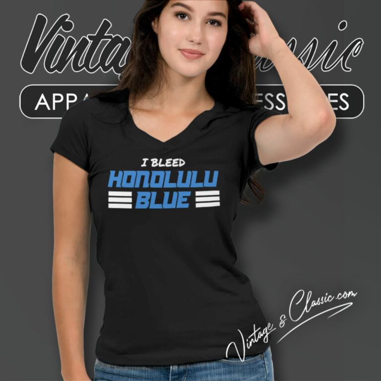 Detroit Lions I Bleed Honolulu Blue V Neck TShirt Detroit Lions I Bleed Honolulu Blue V Neck TShirt