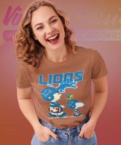 Detroit Lions Lets Play Football Together Snoopy Shirt Women T shirt