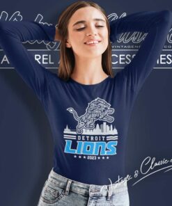 Detroit Lions Logo Players Name Skyline 2023 Shirt 2 Detroit Lions Logo Players Name Skyline 2023 Long Sleeve Tee