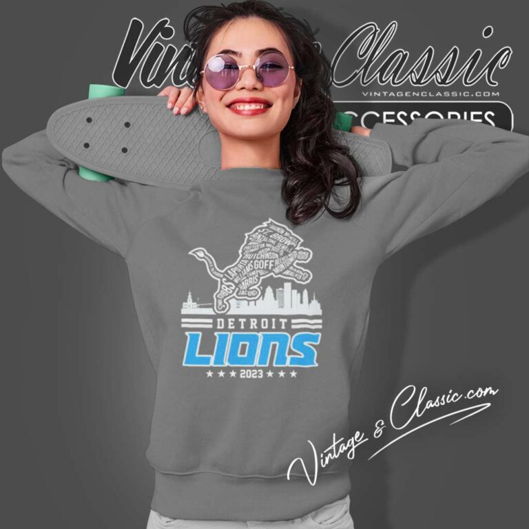 Detroit Lions Logo Players Name Skyline 2023 Sweatshirt Detroit Lions Logo Players Name Skyline 2023 Sweatshirt