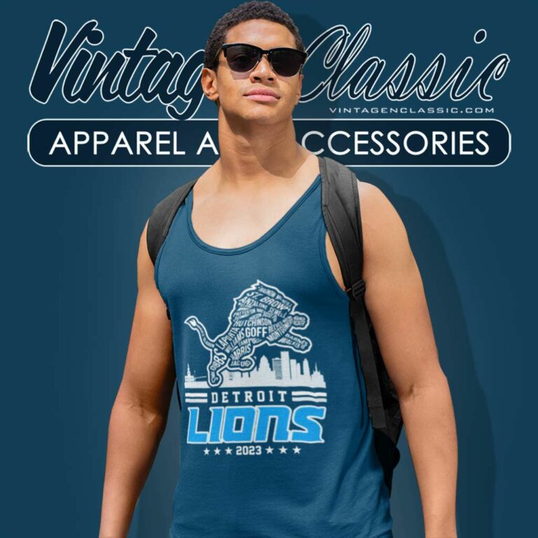 Detroit Lions Logo Players Name Skyline 2023 Tank Top Racerback Detroit Lions Logo Players Name Skyline 2023 Tank Top Racerback