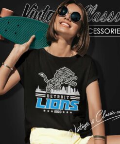 Detroit Lions Logo Players Name Skyline 2023 Shirt 5 Detroit Lions Logo Players Name Skyline 2023 Women TShirt