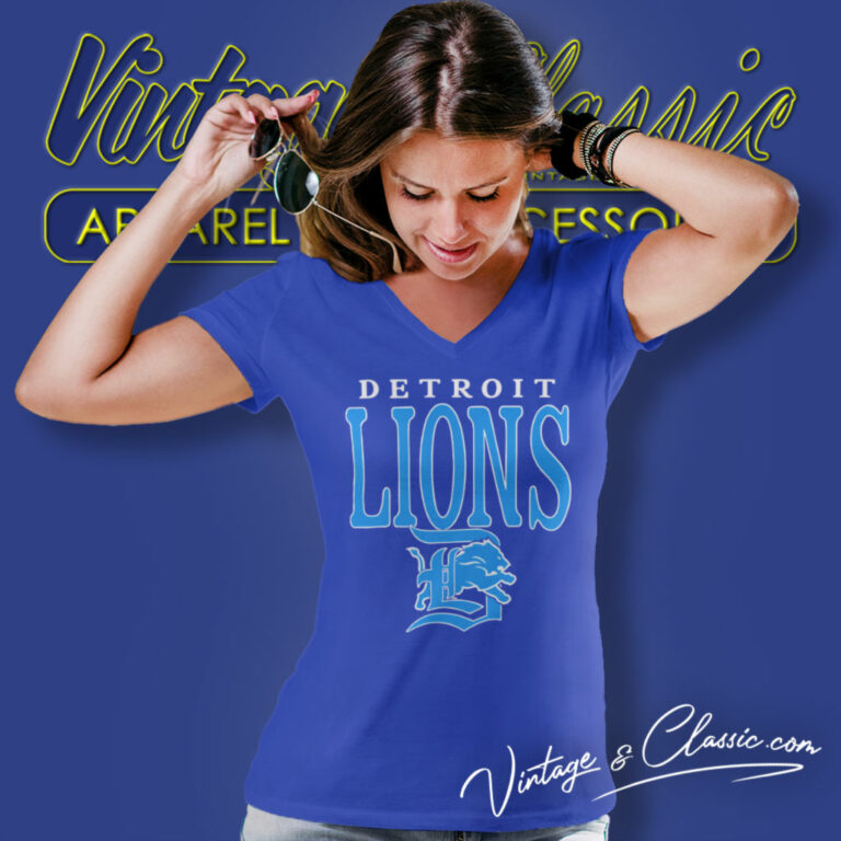 Detroit Lions Logo Vintage V Neck TShirt Detroit Lions Logo Vintage V Neck TShirt