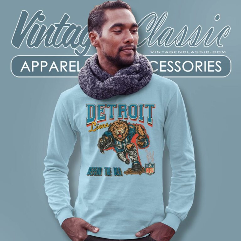 Detroit Lions Mascot Defend The Den Long Sleeve Tee Detroit Lions Mascot Defend The Den Long Sleeve Tee
