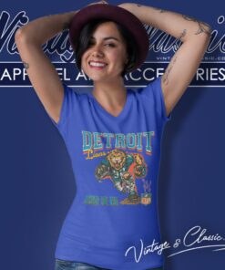 Detroit Lions Mascot Defend The Den Shirt 5 Detroit Lions Mascot Defend The Den V Neck TShirt