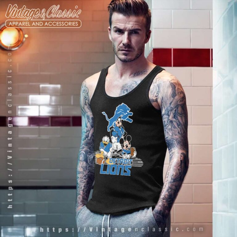 Detroit Lions Mickey Mouse Donald Duck Goofy Tank Top Racerback Detroit Lions Mickey Mouse Donald Duck Goofy Tank Top Racerback