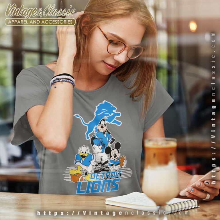 Detroit Lions Mickey Mouse Donald Duck Goofy Women TShirt Detroit Lions Mickey Mouse Donald Duck Goofy Women TShirt