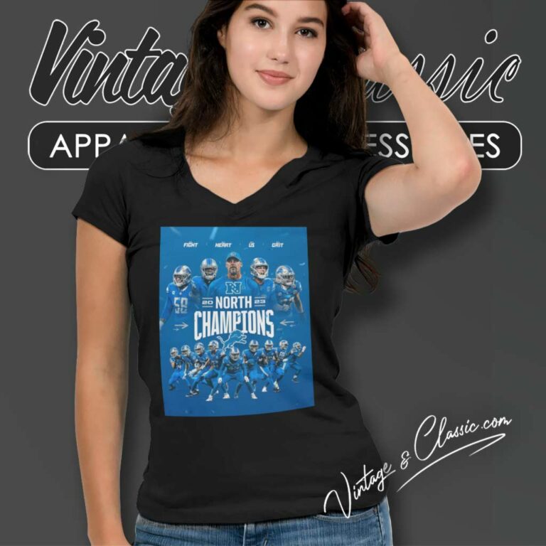 Detroit Lions Nfc North Champions Poster V Neck TShirt Detroit Lions Nfc North Champions Poster V Neck TShirt