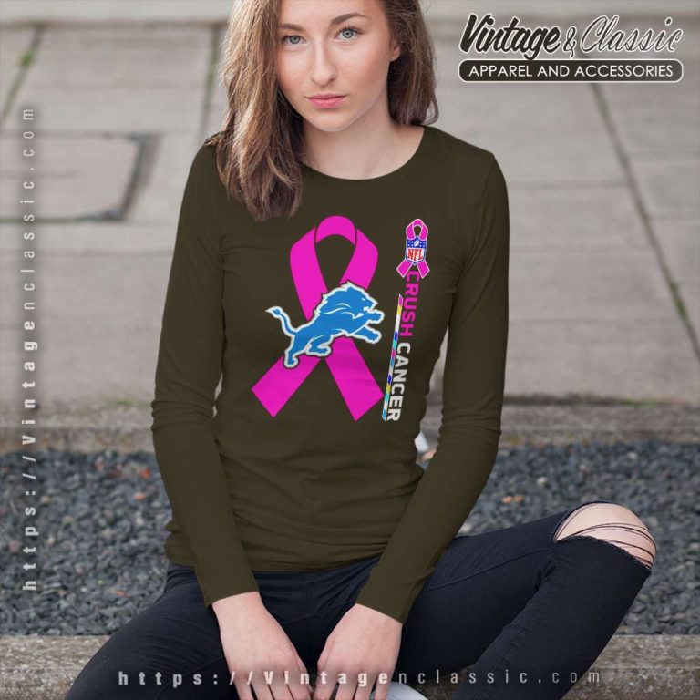 Detroit Lions Nfl Crush Cancer 2023 Long Sleeve Tee Detroit Lions Nfl Crush Cancer 2023 Long Sleeve Tee
