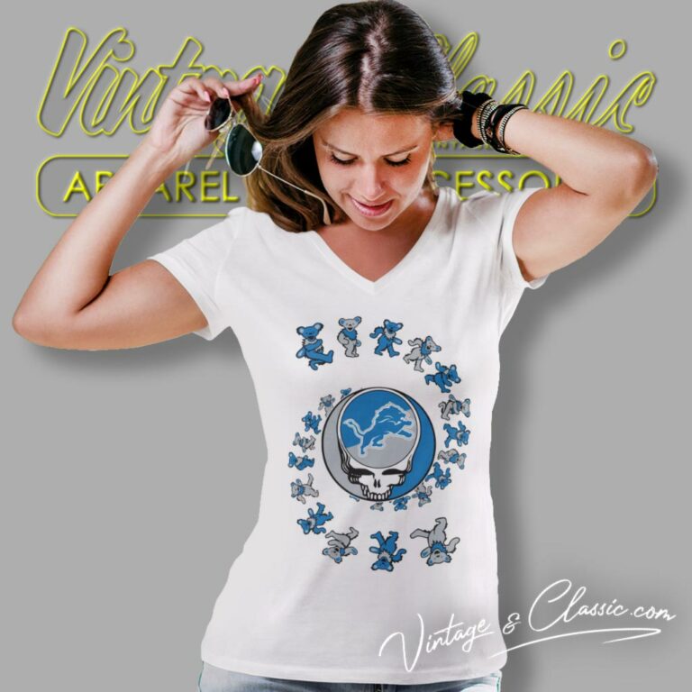Detroit Lions Nfl Grateful Dancing Bears V Neck TShirt Detroit Lions Nfl Grateful Dancing Bears V Neck TShirt