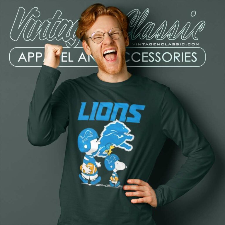 Detroit Lions Peanuts Snoopy Charlie Brown And Woodstock Long Sleeve Tee Detroit Lions Peanuts Snoopy Charlie Brown And Woodstock Long Sleeve Tee