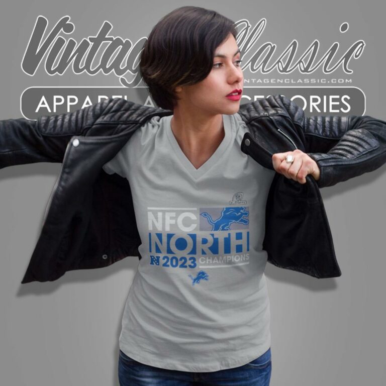 Detroit Lions Shirt 2023 Nfc North Division Champions Conquer V Neck TShirt Detroit Lions Shirt 2023 Nfc North Division Champions Conquer V Neck TShirt