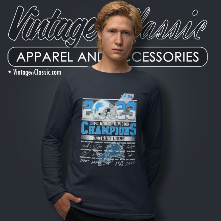 Detroit Lions Shirt 2023 Nfc North Division Champions Signatures Long Sleeve Tee Detroit Lions Shirt 2023 Nfc North Division Champions Signatures Long Sleeve Tee