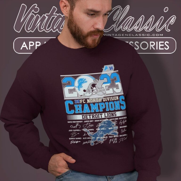 Detroit Lions Shirt 2023 Nfc North Division Champions Signatures Sweatshirt Detroit Lions Shirt 2023 Nfc North Division Champions Signatures Sweatshirt