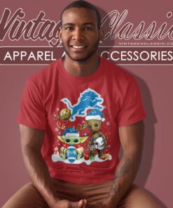 Detroit Lions Shirt Baby Yoda And Groot Santa Christmas T Shirt