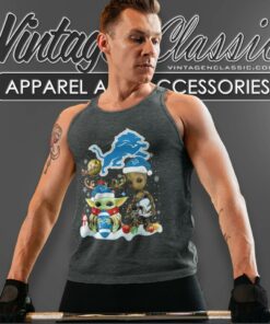 Detroit Lions Shirt Baby Yoda And Groot Santa Christmas Tank Top Racerback