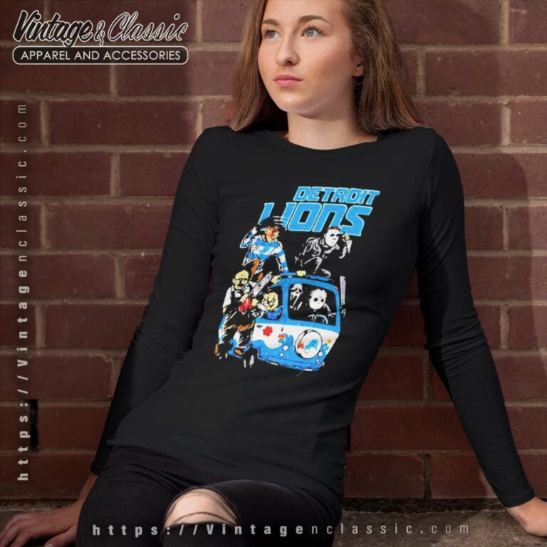 Detroit Lions Shirt Horror Movies Characters Halloween Long Sleeve Tee Detroit Lions Shirt Horror Movies Characters Halloween Long Sleeve Tee