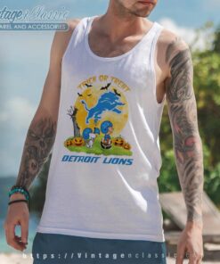 Detroit Lions Shirt Snoopy Trick Or Treat Halloween Tank Top Racerback