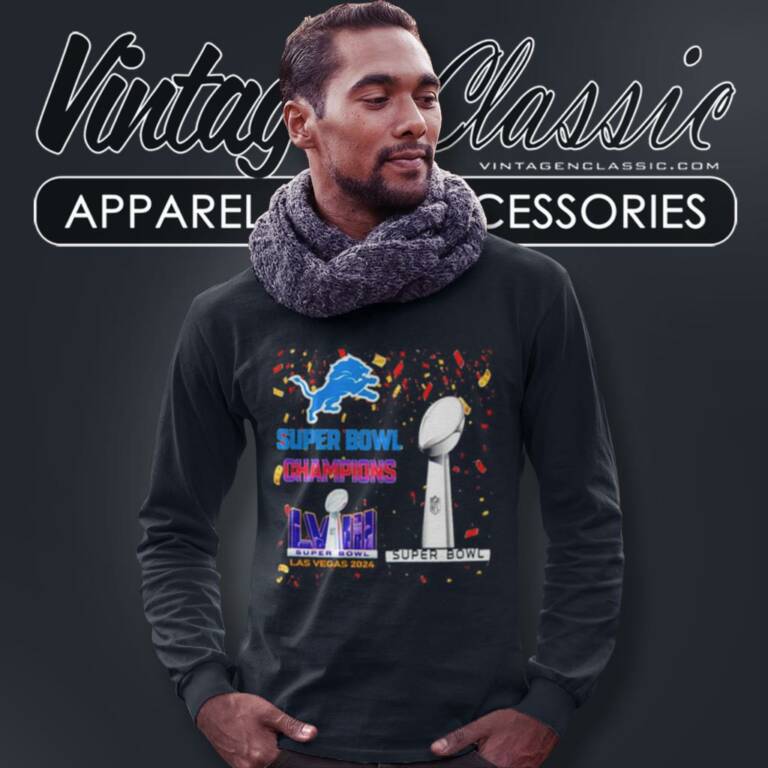 Detroit Lions Shirt Super Bowl Champions Lviii Las Vegas 2024 Long Sleeve Tee Detroit Lions Shirt Super Bowl Champions Lviii Las Vegas 2024 Long Sleeve Tee