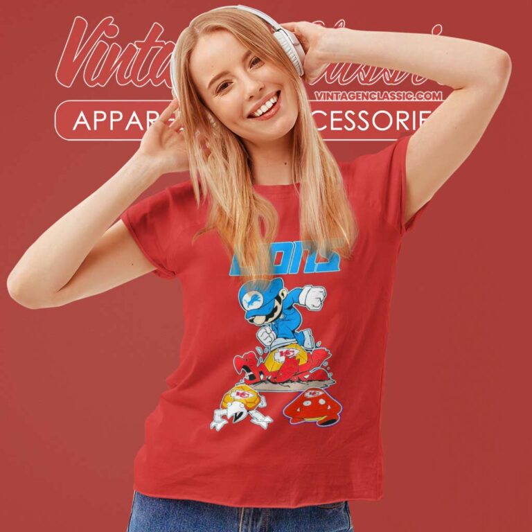 Detroit Lions Shirt Super Mario Kansas City Chiefs 2023 Women TShirt Detroit Lions Shirt Super Mario Kansas City Chiefs 2023 Women TShirt