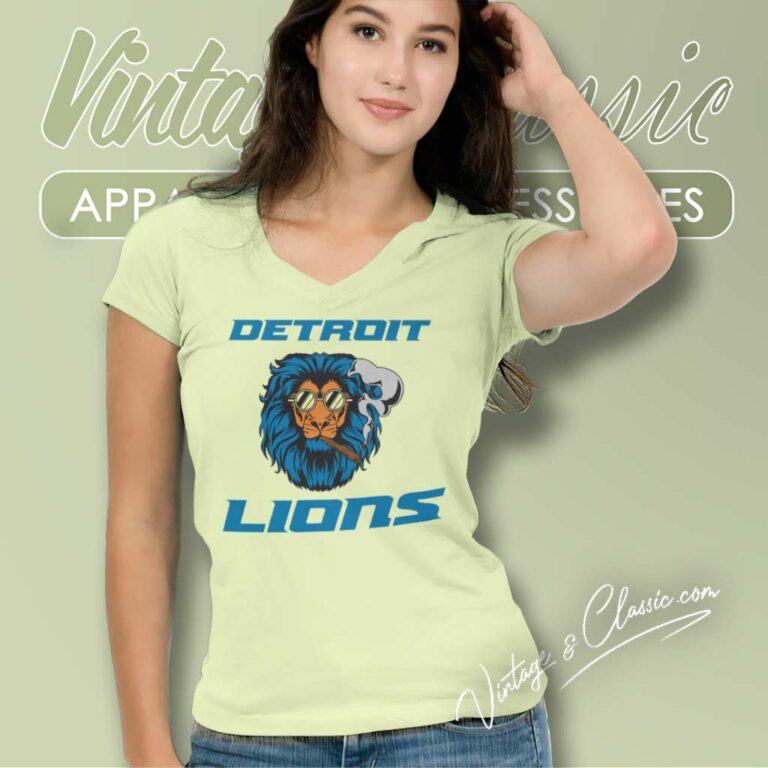 Detroit Lions Smoking Football Team V Neck TShirt Detroit Lions Smoking Football Team V Neck TShirt