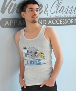 Detroit Lions Snoopy And Woodstock Helmet Tank Top Racerback