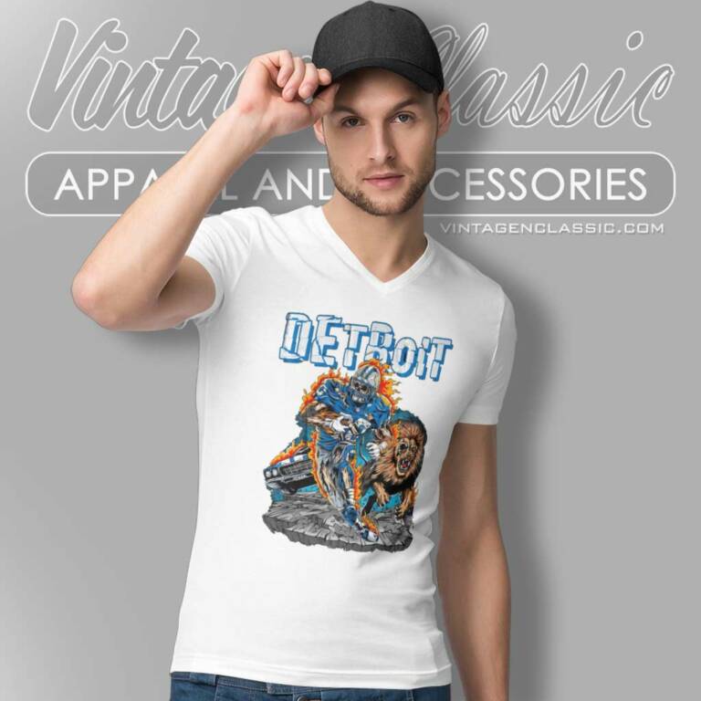Detroit Lions Super Bowl Vintage V Neck TShirt Detroit Lions Super Bowl Vintage V Neck TShirt